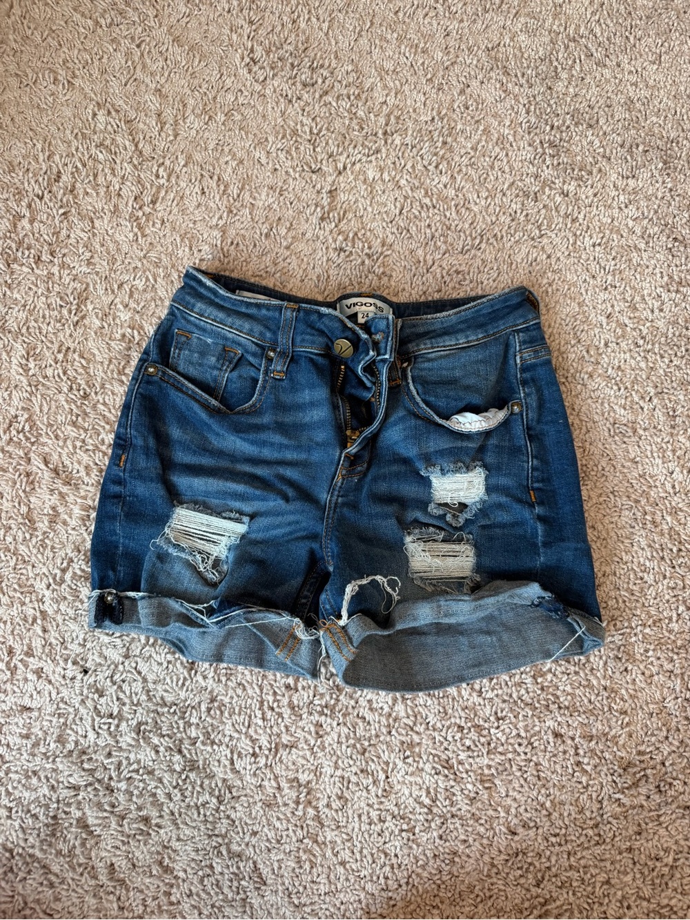 Women's Vigoss Dark Blue Rolled Hem Denim Shorts